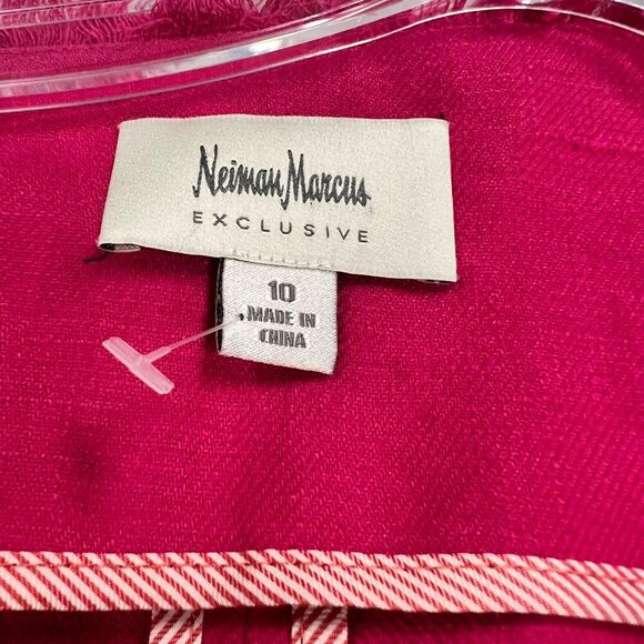 Neiman Marcus Frayed Button Up Blazer Long Sleeve Fuchsia Size 10 - Picture 9 of 9